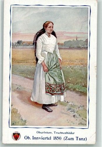 1912 sign. Preen Frau in Tracht aus dem Oberen Innviertel Deutscher Schulverein Nr. 274