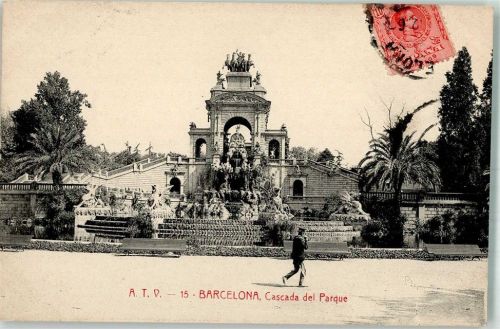 Barcelona 1912 Cascada del Parque Denkmal Marke bildseitig