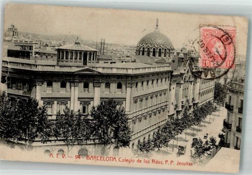 Barcelona 1907 Colegio de los Rdos P.P.Jesuitas Marke bildseitig