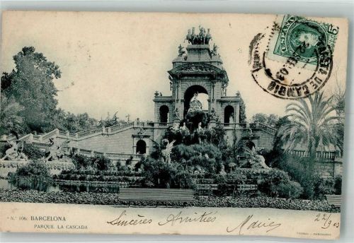 Barcelona 1903 Parque la Cascada Marke bildseitig