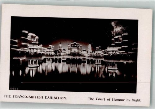 London Französisch Britische Ausstellung Ehrenhof bei Nacht 1908
