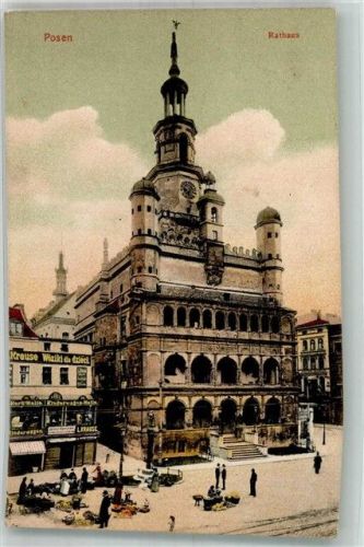 Posen 1905 Marktszene Rathaus