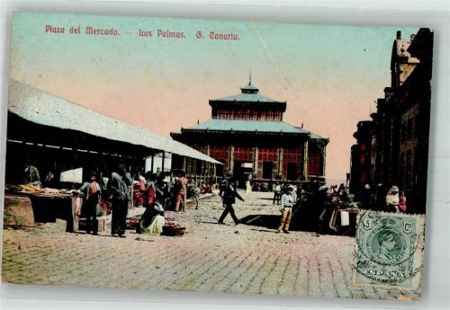 Las Palmas de Gran Canaria 1912 Marktszene Plaza del Mercado Marke bildseitig