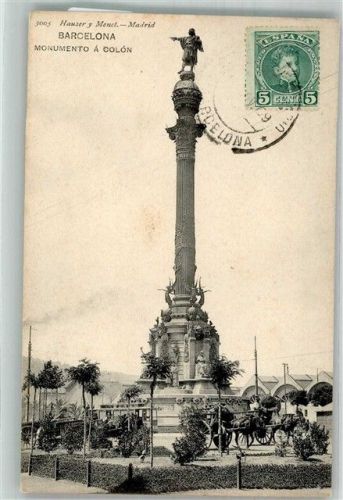 Barcelona 1911 Denkmal a Colon Marke Bildseitig