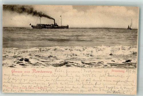 Norderney 1899 Raddampfer in Küstennähe