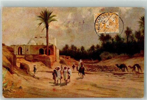 Alexandria 1907 Oase Tracht Marke bildseitig