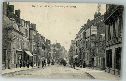 08000 Charleville-Mezieres 1915 Foto AK Rue de Faubourg d´Arches Feldpost WK I Nr. 76
