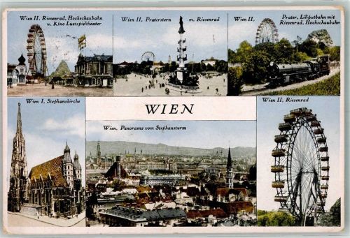 Wien 1931 Riesenrad Lilitputbahn Praterstern Säule Stephanskirche