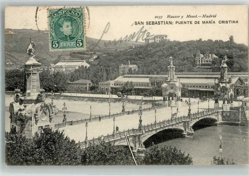 San Sebastian 1909 Puente de Maria Cristina Marke bildseitig