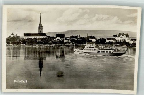 Radolfzell 1932 Panorama des Ortes mit Münster Unserer Lieben Frau und Bodenseeschiff