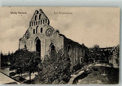 Visby 1915 Kirche St. Nikolai Ruine Feldpost WK I