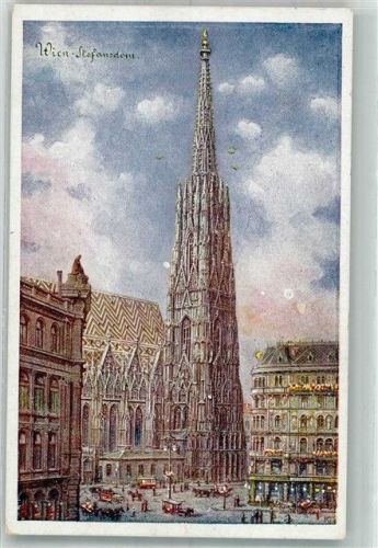 Wien 1922 Stefansdom Pferdestraßenbahn Wiener Aquarell-Kunst