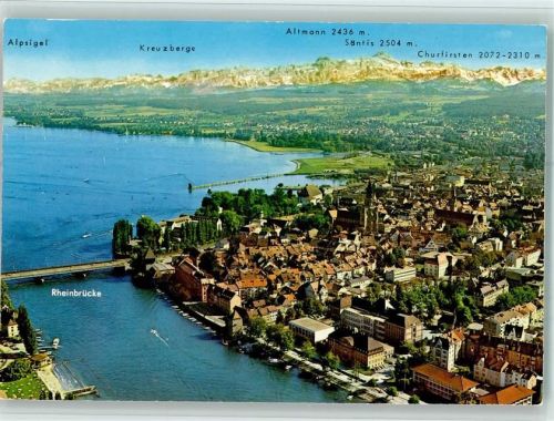Konstanz Luftaufnahme Rheinbrücke mit Blick auf Schweizer Alpen