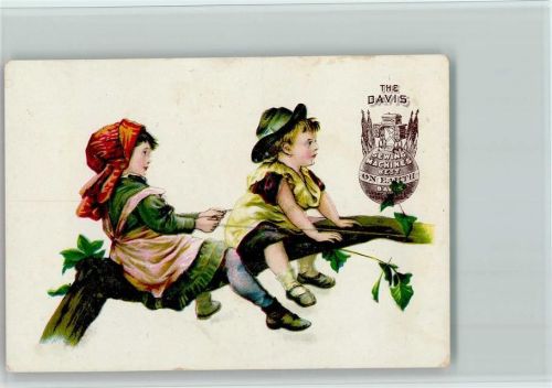 Junge und Mädchen reiten auf dem Ast Davis Sewing Machines Best on Earth AKU2