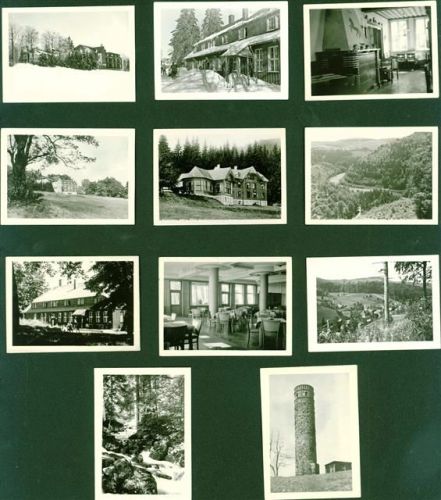 07743 O6900 Jena Kleinposten bis 20 Stutenhaus Lot mit Set mit 11x Kleinfotos in Orignal Mappe, 9x6,5 cm, 1960; gute Erhaltung