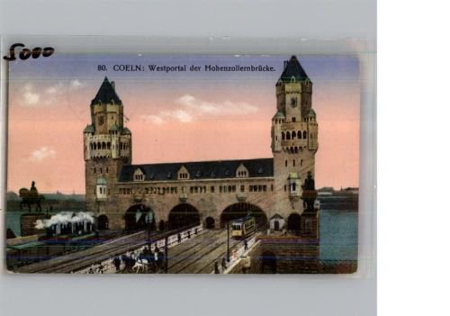 Köln Hohenstaufenring Westportal der Hohenzollernbrücke Straßenbahn Pferdekutsche