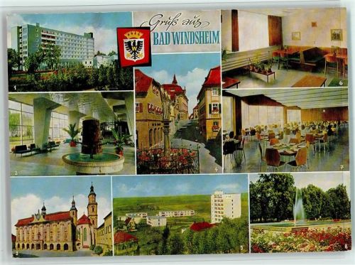 Bad Windsheim Frankenland-Klinik Wandelhalle Aufenthaltsraum Speisesaal Kurpark Rathaus Kilians-Kirche Schöner Brunnen AKU2