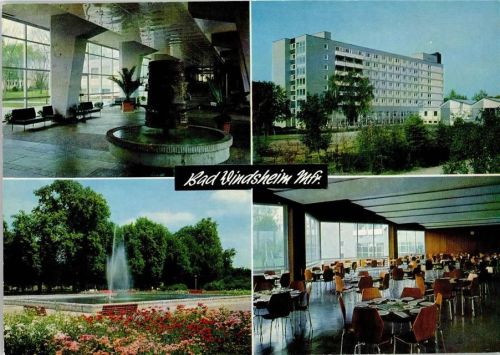 Bad Windsheim Sanatorium Frankenland der LVA Ober- und Mittelfranken Wandelhalle Sanatorium Kurpark Speisesaal