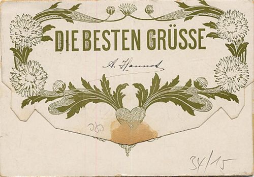 Umschlag zum Aufklappen, viele Knicke und leichte Einrisse