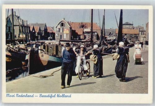 Bunschoten-Spakenburg Hafen Schiff Fahrrad Fußgänger