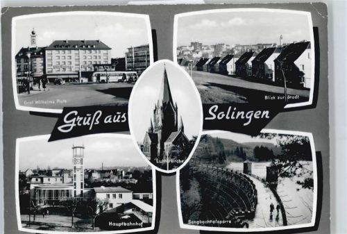 Solingen Graf-Wilhelm-Platz, Bahnhof, Talsperre, Kirche