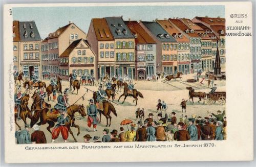 66111 W6600 Saarbrücken - Gefangnahme der Franzosen auf dem Marktplatz in St. Johann 1870