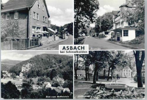 Asbach Café Endter, Talstraße, Blick zum Hachelstein, Lindenplatz