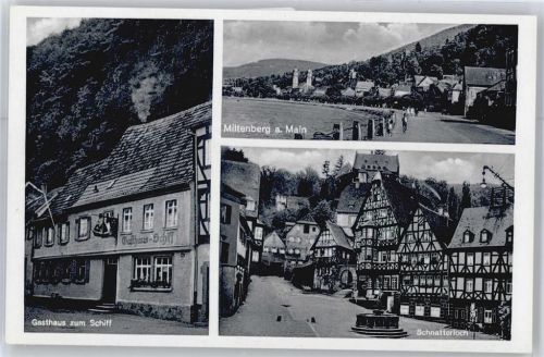 Miltenberg Gasthaus zum Schiff Brunnen Panorama