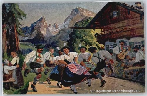 Schuhplattltanz in Berchtesgaden , sign. Karl Ermisch