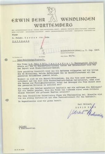 Wendlingen Firmenrechnung Erwin behr