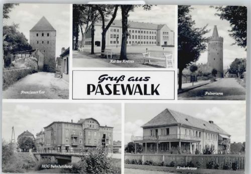 Pasewalk Prenzlauer Tor, HOG Bahnhofshotel, Kinderkrippe, Pulverturm