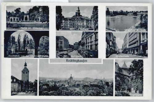 Recklinghausen Ehrenmal, Rathaus, Strandbad Mollbeck, Marktplatz, Breitestraße, Kirche, Engelsburg