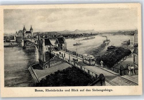 Bonn Rheinbrücke, Straßenbahn, Siebengebirge