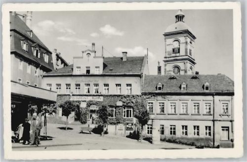 08294 O9407 Lößnitz - Marktplatz , Litfaßsäule