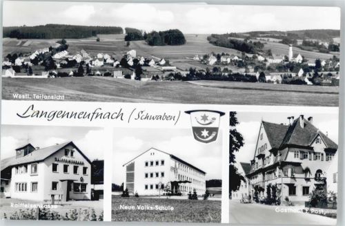 Langenneufnach Gesamtansicht, Raiffeissenkasse, Volksschule, Gasthaus Zur Post