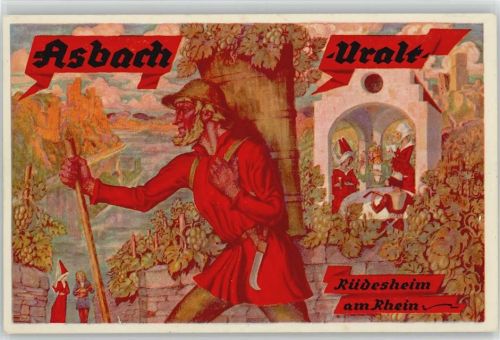 65385 W6220 Rüdesheim am Rhein Künstlerkarte Asbach Uralt
