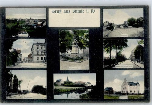 Bünde Kriegerdenkmal, Bahnhof, Kaiser-Wilhelmstraße, Amtshaus, Kirchstraße, Eschstraße