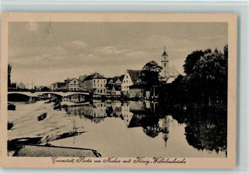 Bad Cannstatt Partie am Neckar mit König-Wilhelmsbrücke