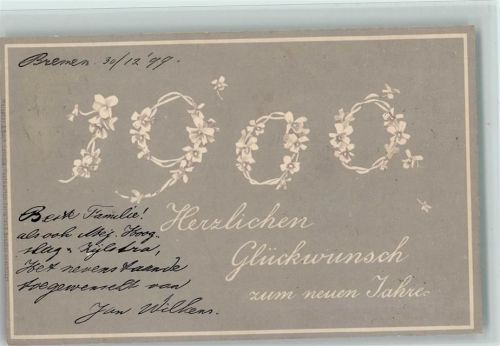 Neujahr 1900 aus Blüten AK