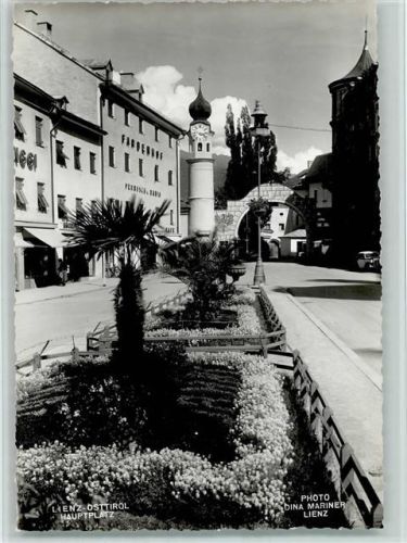 Lienz Hauptplatz - Turmuhr ca 1960 AK