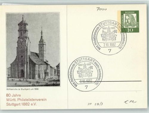 Stuttgart Stiftskirche 80 Jahre Württ. Philatelistenverein Stuttgart 1882 e.V.