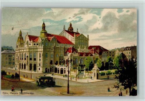 Köln Stadt 1908 Neues Stadttheater Straßenbahn No. 7