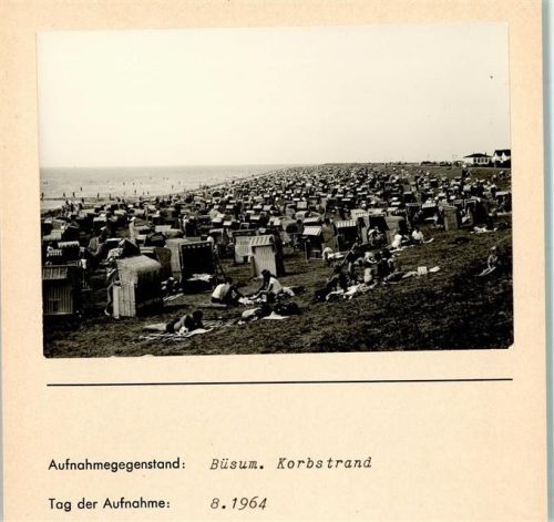 Büsum Korbstrand Foto montiert auf Karton