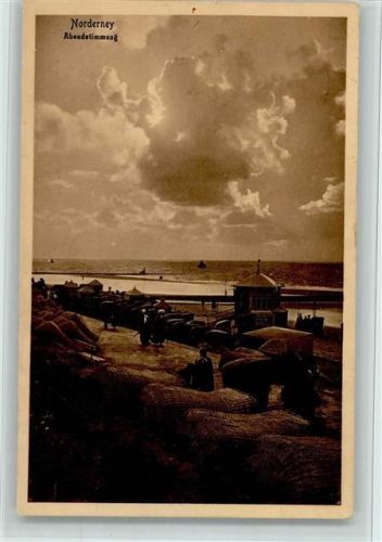 26548 W2982 Norderney 1911 - Abendstimmung am Strand Strandköbe