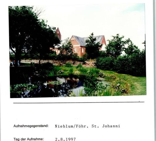 25938 W2270 Nieblum FOTO KEINE AK St Johannis Kirche Foto montiert auf Karton