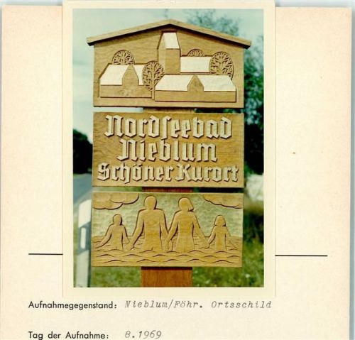 Nieblum Ortsschild Foto montiert auf Karton