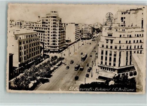 Bukarest 1938 Boulevard I.C. Bratianu , Straßenbahn AK