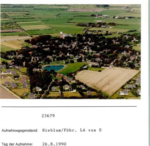 25938 W2270 Nieblum FOTO KEINE AK Luftaufnahme von S Foto montiert auf Karton