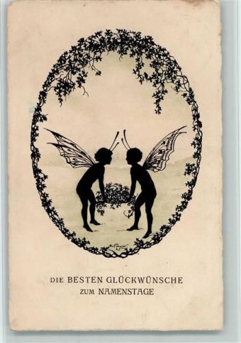 1928 Namenstag - Elfen - vermenschlichte Schmetterlinge - Verlag Dondorf 1076