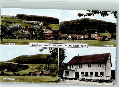 Moosbronn Dorfpartie Gesamtansichten Gasthaus zum Hirsch 4-Bildaufnahme
